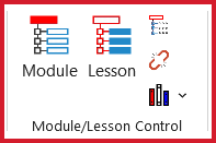 Module-Lesson Control group on LeaderGuide Pro ribbon