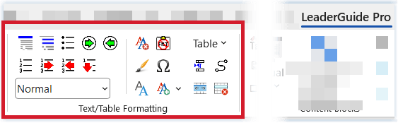 Text-Table Formatting Group