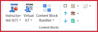 Content Blocks group on LeaderGuide Pro ribbon