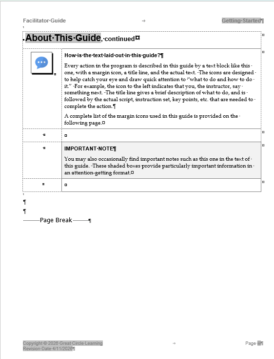 Continuation of Getting Started