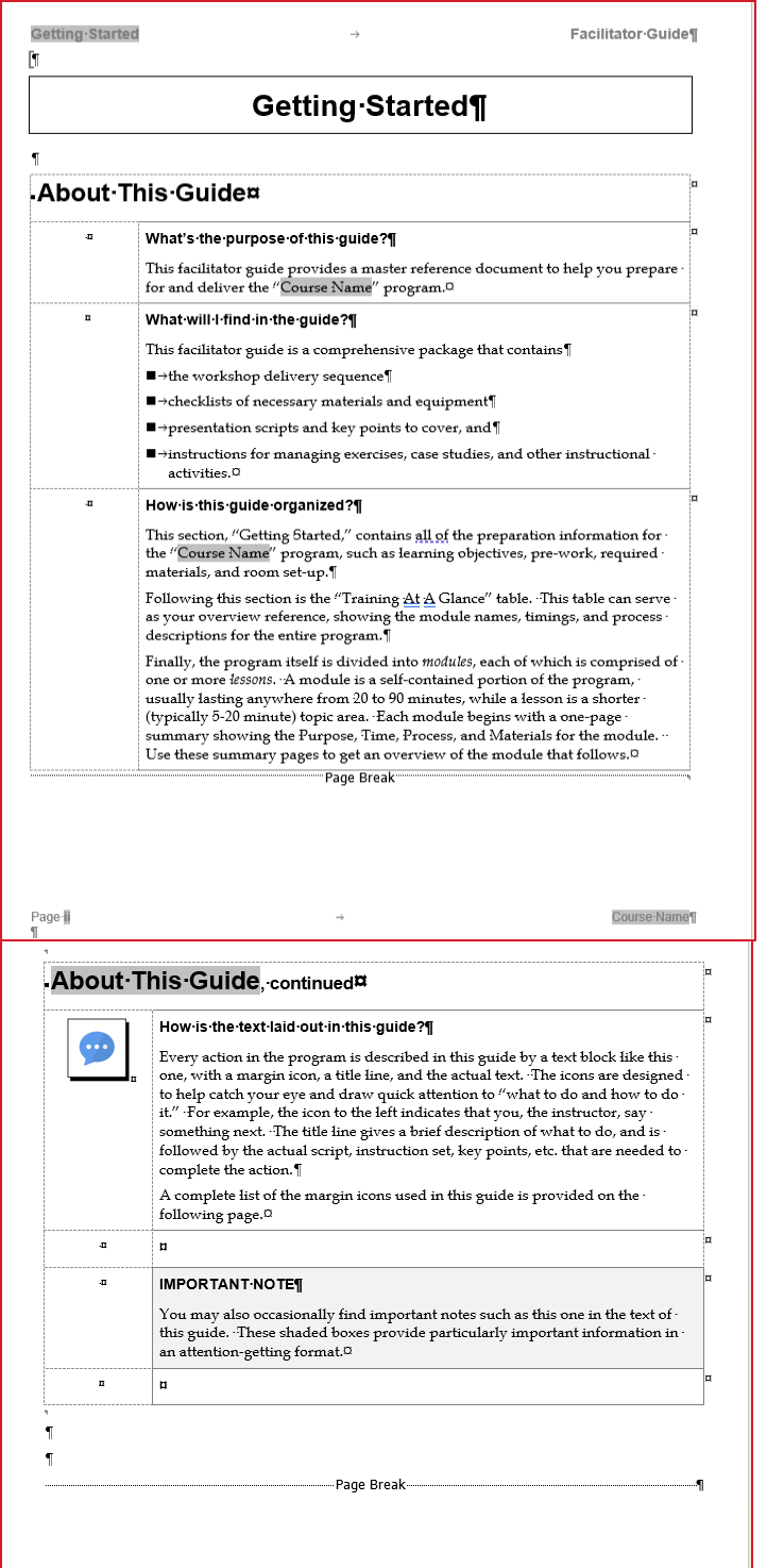 Getting Started pages 1-2 stacked