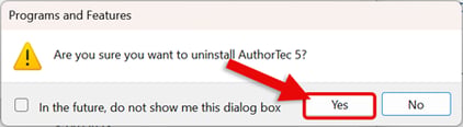 Uninstall AT - Confirm uninstall