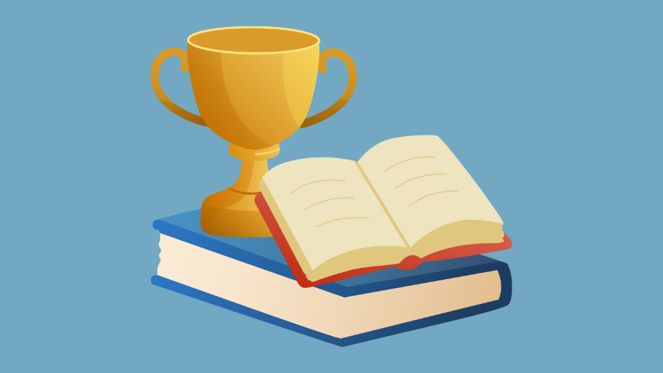Book and Trophy Vector Graphic