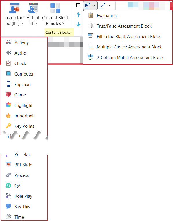 Content Blocks Dropdown and Evals
