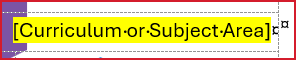 Curriculum or Subject Area Placeholder on Cover page