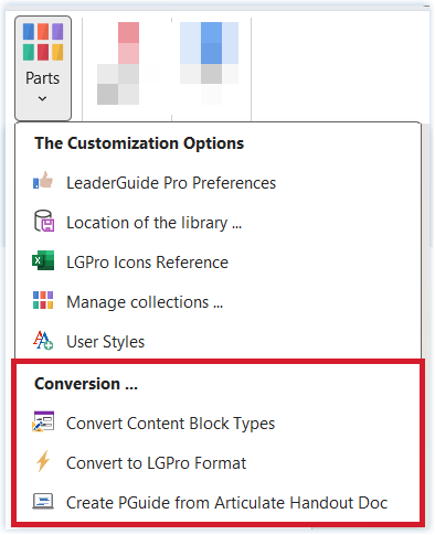 Customize Group Conversion Options