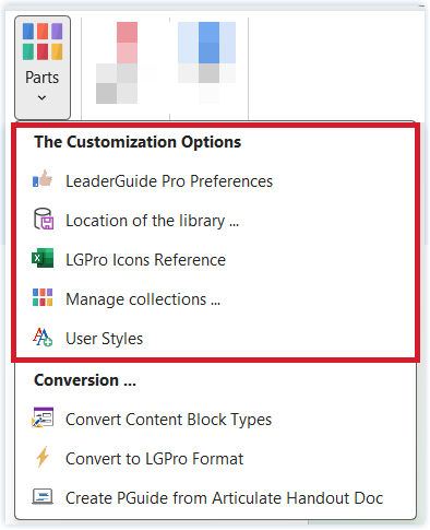 Customize Group Customize Options