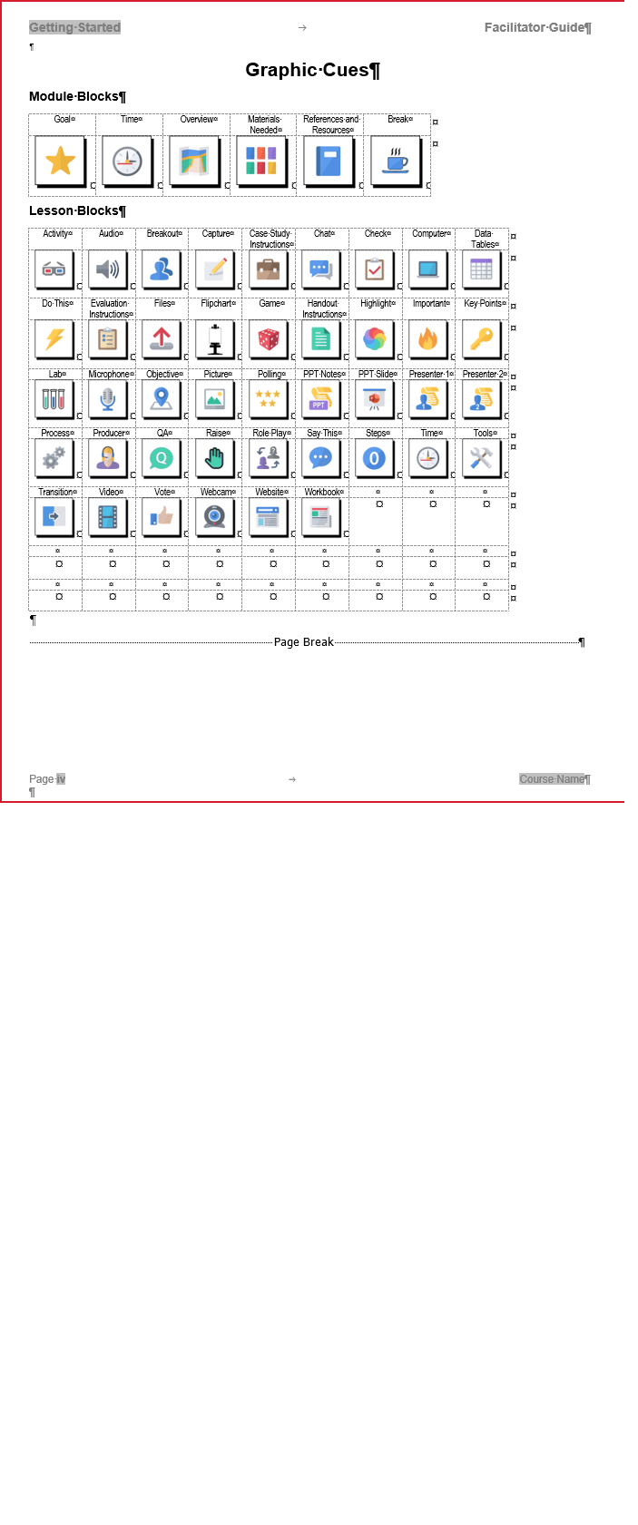 Longer Graphic Cues Page