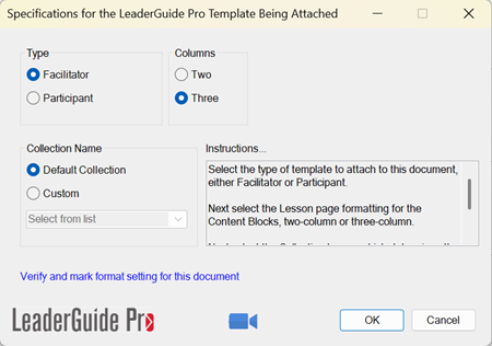 Attach - Choose Template Dialog Box