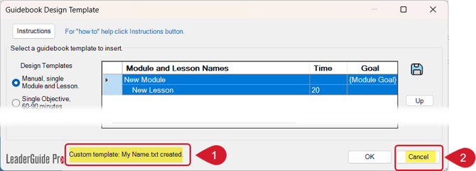 Custom Name Created - Cancel