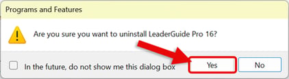 Uninstall LGP - Confirm uninstall