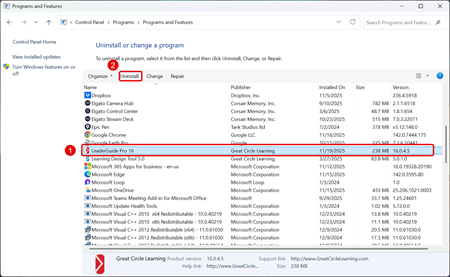 Uninstall LGP - Select LGP