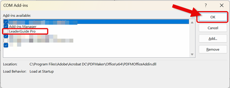Addin - Com Addin Dialog Box