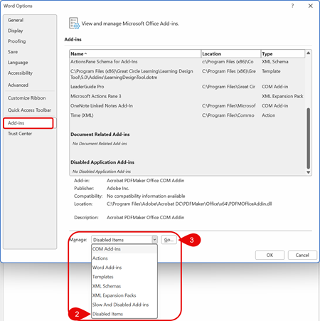 Addin - Disabled Addin Manage