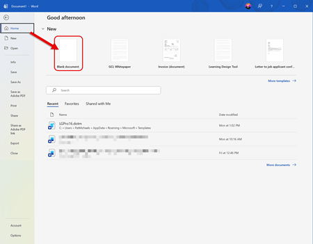 Word - Create Blank Document