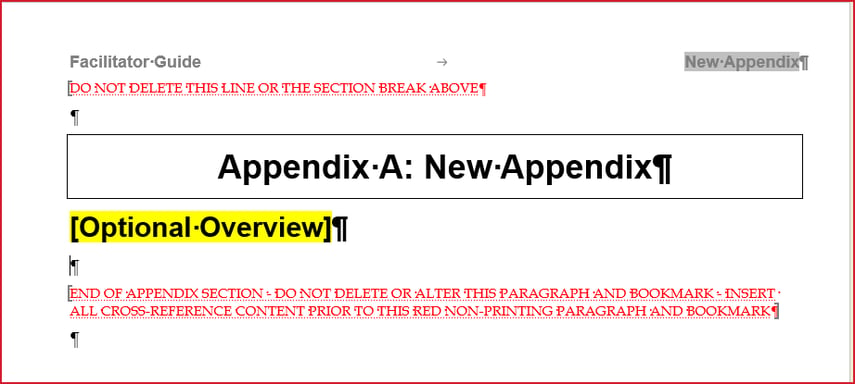 New Appendix
