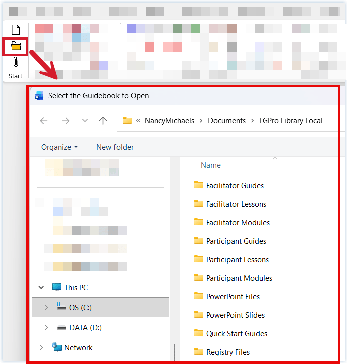 Open button-File Explorer