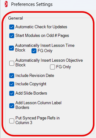 Preferences Wizard - section 1 General