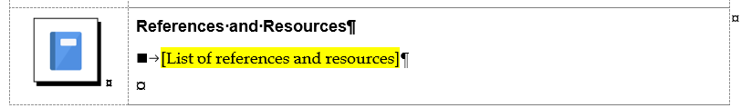 References and Resources block on Module Overview pg