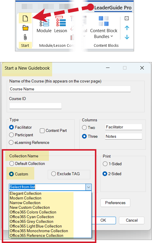 Start and Select Collection at Start