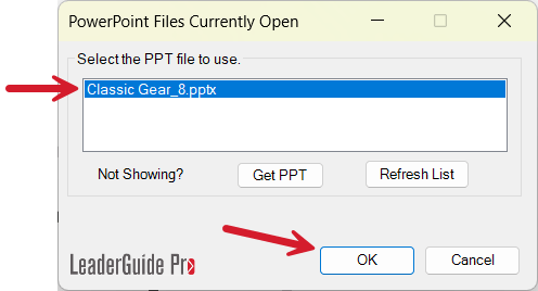 Select PPT file to work with
