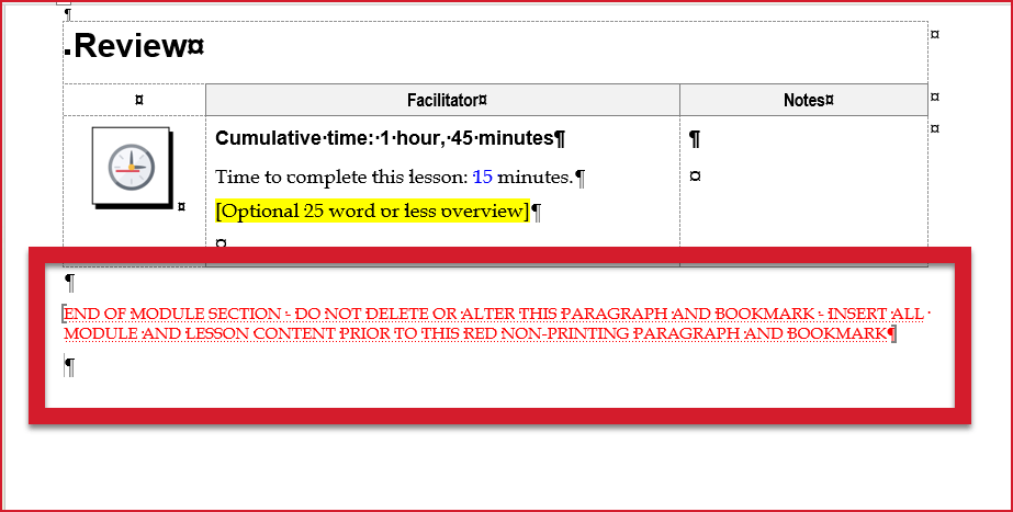End of Module Section
