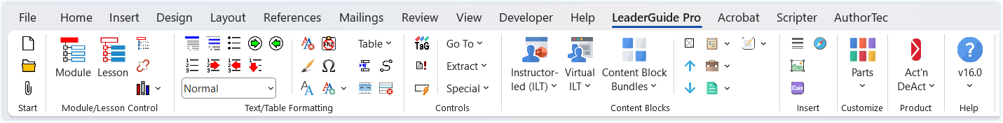 LeaderGuide Pro Ribbon in Office 365 Word