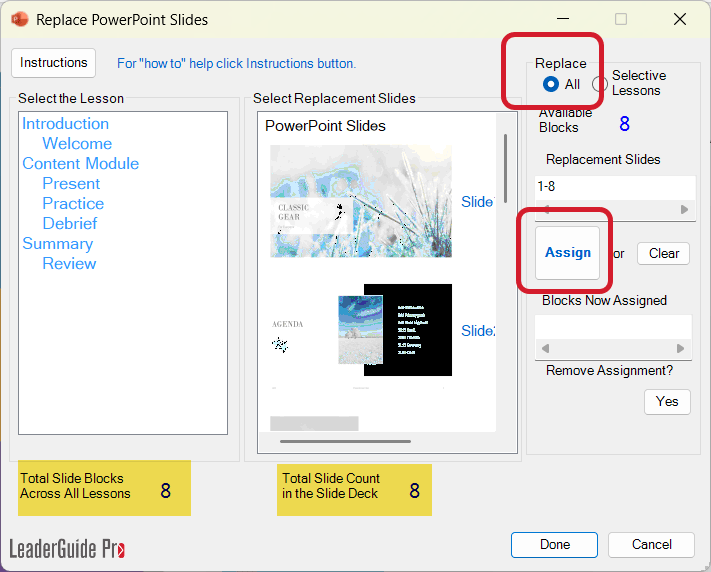 Replace All Slides wizard